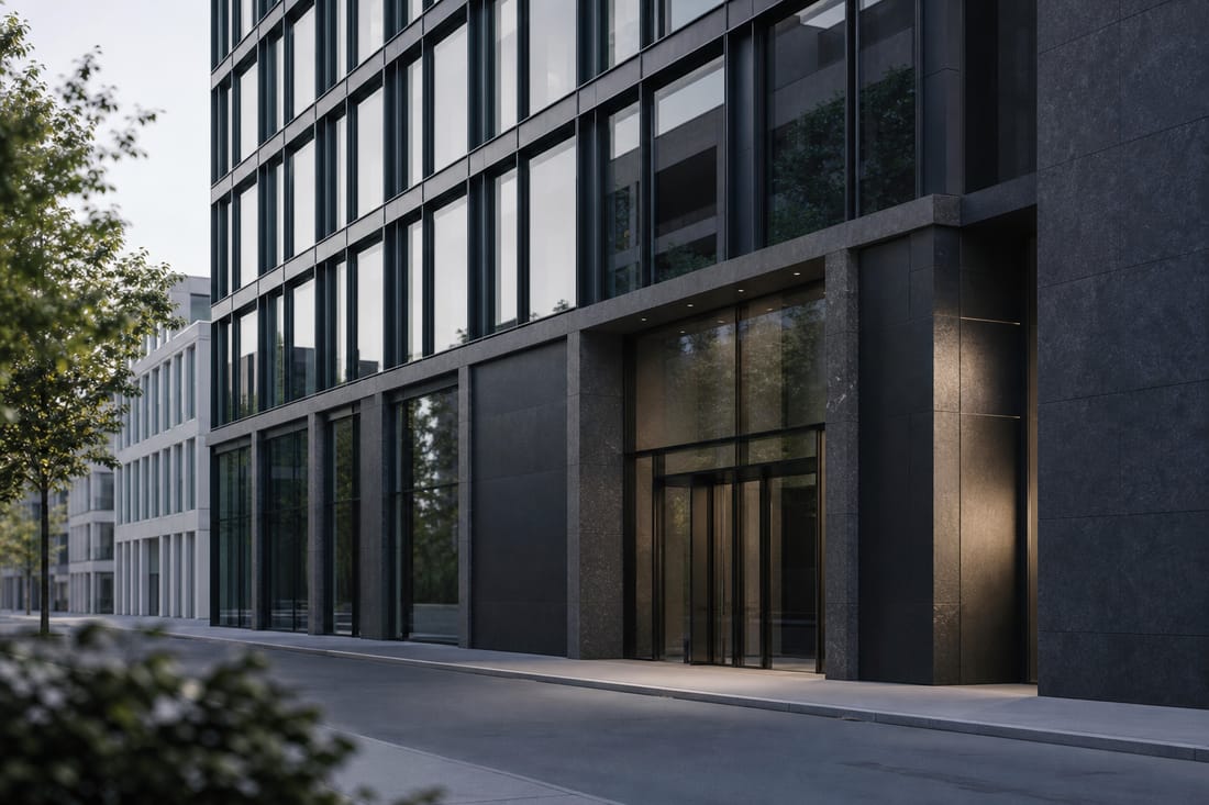Exemple : façade d'immeuble contemporain en Suisse